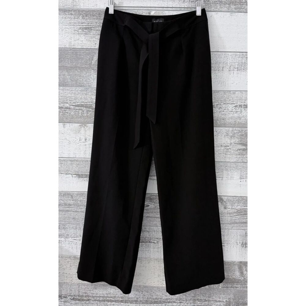 White House Black Market The Wide Leg High Rise Pants Women's Sz 4 Belted Black